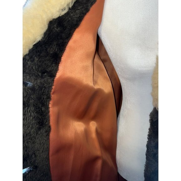 Vintage 60s/70s Mod Brown Fur Sears Fashions Lined Button Front Coat Size Medium - Picture 8 of 10